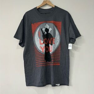 Disney Parks NWT Star Wars Princess Leia Charcoal Graphic Tee - I Love You Print